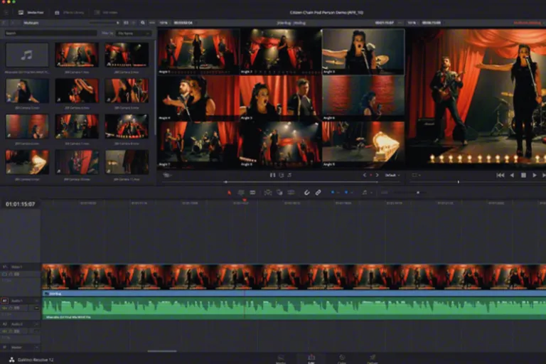 Interface de DaVinci Resolve pendant un montage vidéo