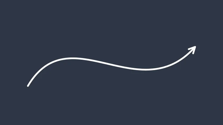 A white arrow drawing itself with Traces Lite, animated with two keyframes on End